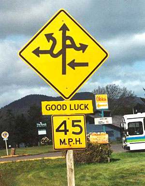 Road Sign Stencils used on the road with kids playing.