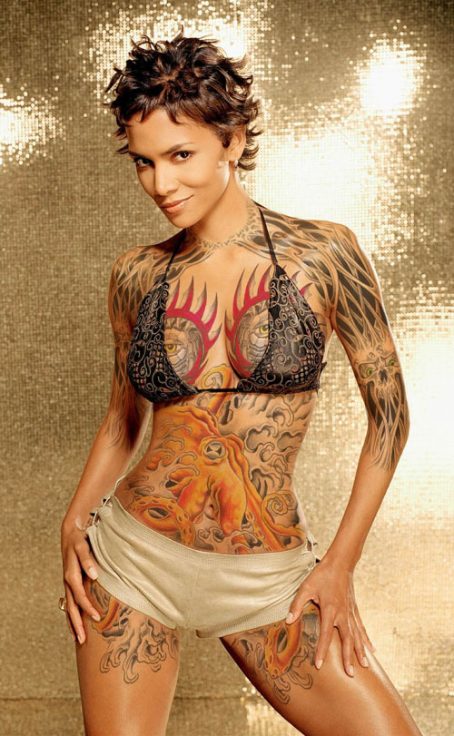 Celebrity Funny Pictures Body Art Halle Berry